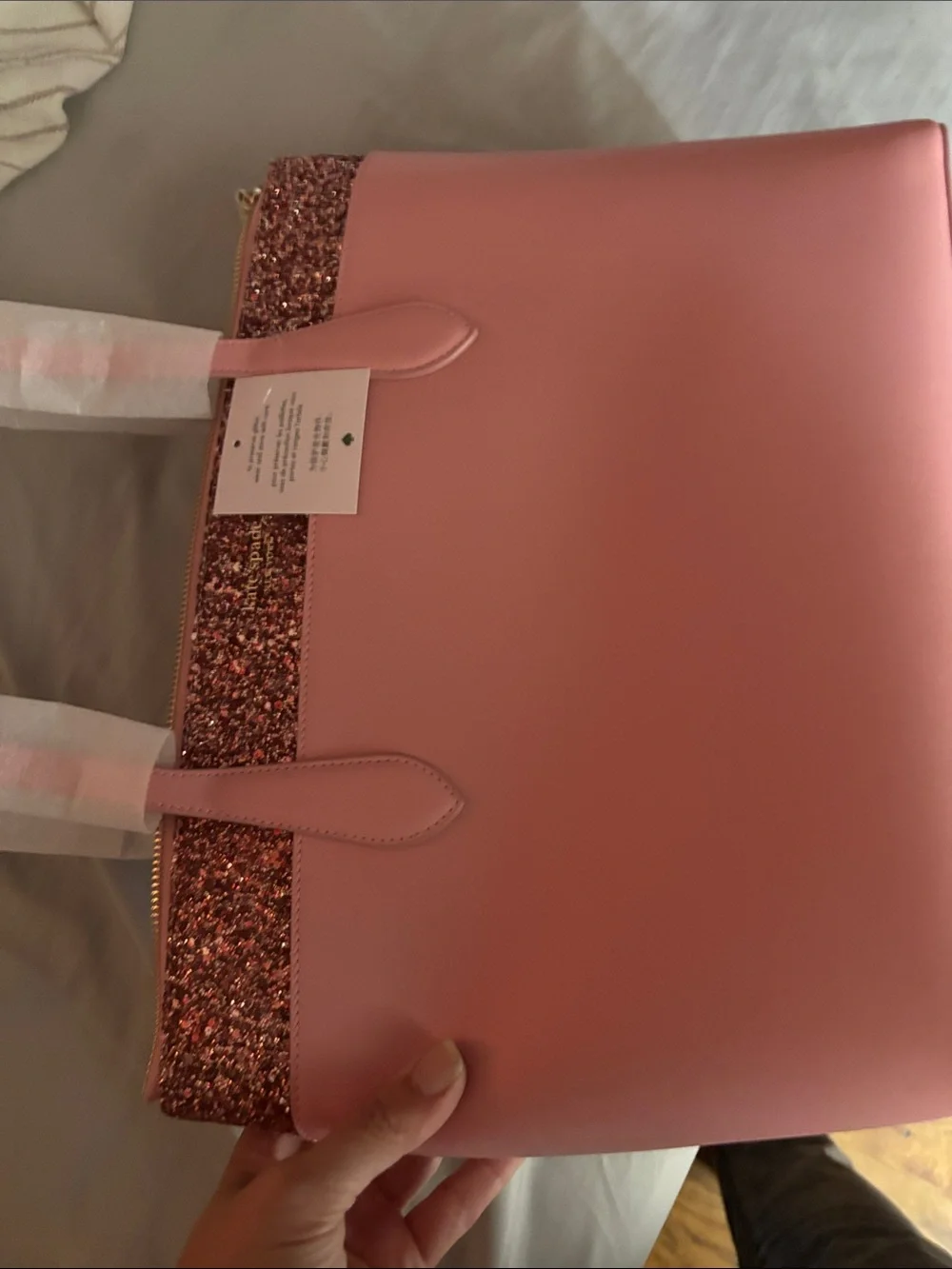 kate spade Pink Tote with Glitter Trim